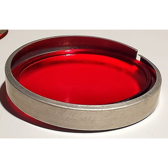 VTG LENS LOT Traffic Light Stop Signal 5" Glass Round 3 Red 1 Green 4 Piece Trim - Picture 10 of 16